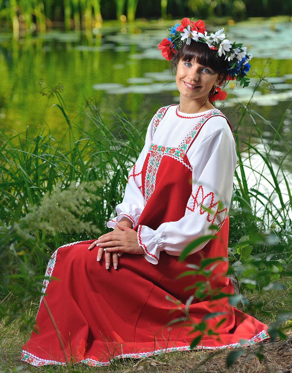 Beautiful girl Girls in Slavic costumes in Palembang